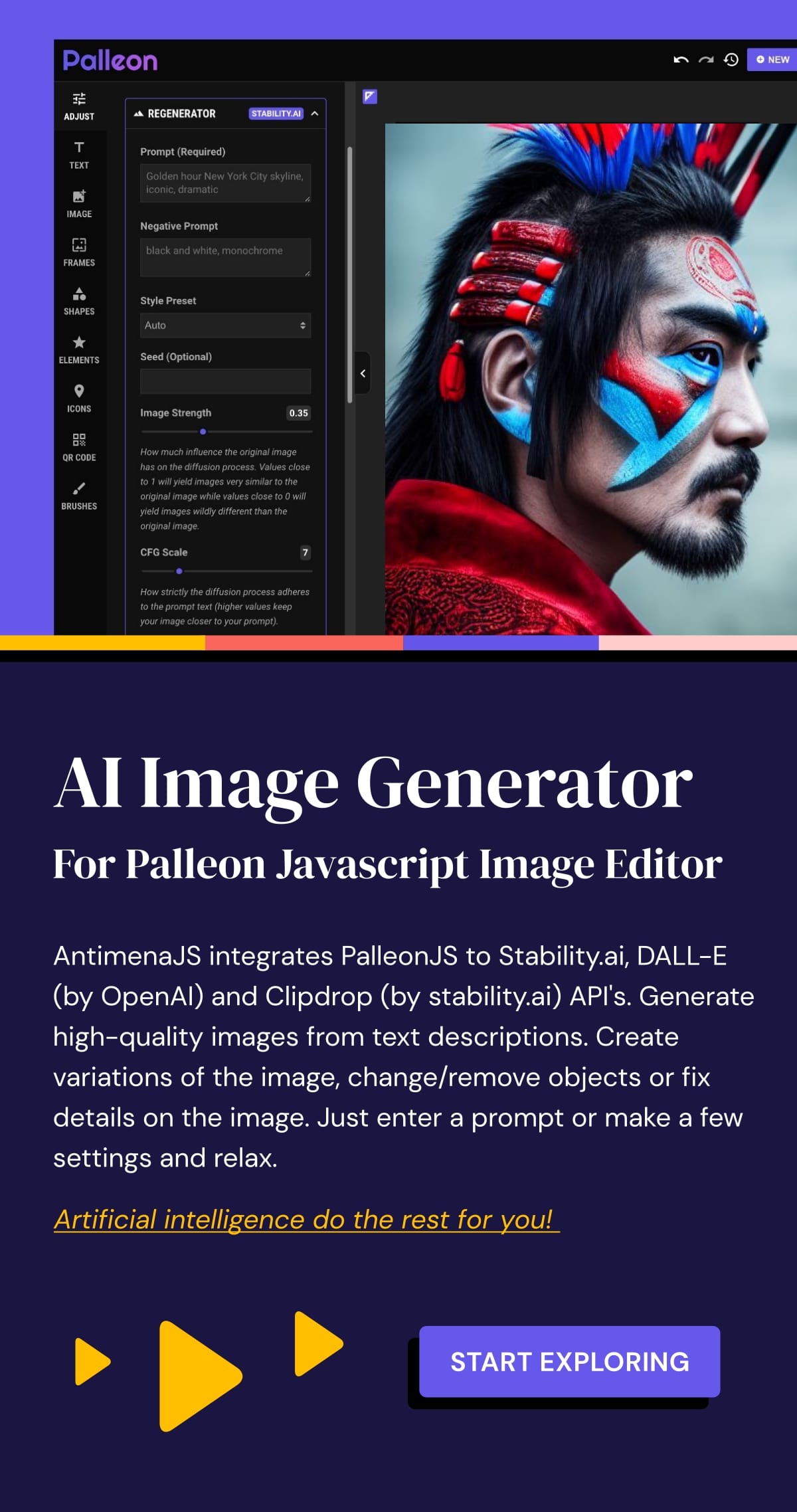 Antimena, AI Image Generator Add-on For Palleon WordPress Image Editor